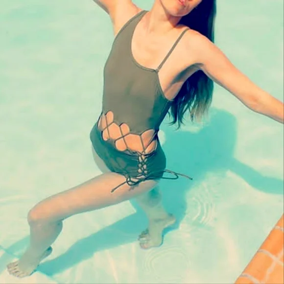 Army Green One piece Swimsuit Size small - Picture 1 of 10